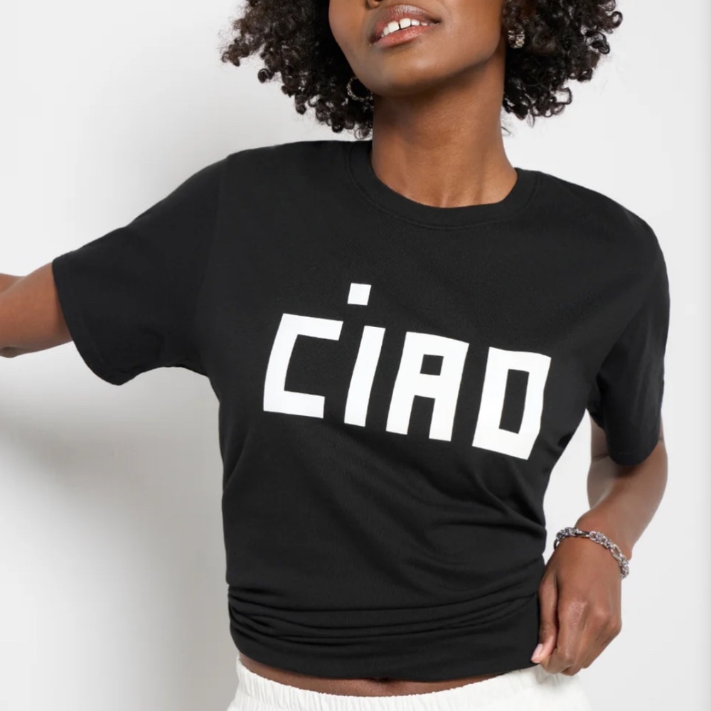 Black 'CIAO' Graphic Crewneck Tee
